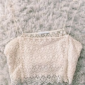 Nwot Zara White Crochet Crop Top - image 1